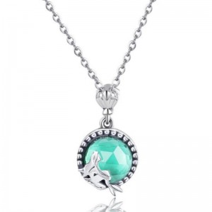 Colgante de sirena 925 collar de plata esterlina para mujer collar de piedras preciosas